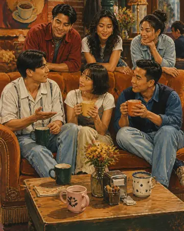 1990s Coffeehouse Group portrait from MyPortraitBooth