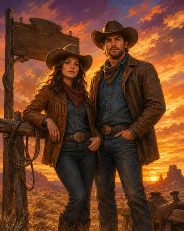 Western Sunset Duo portrait from MyPortraitBooth