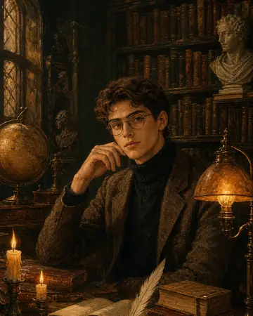 Dark Academia Library portrait from MyPortraitBooth