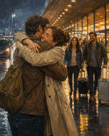 Rainy Airport Reunion portrait from MyPortraitBooth